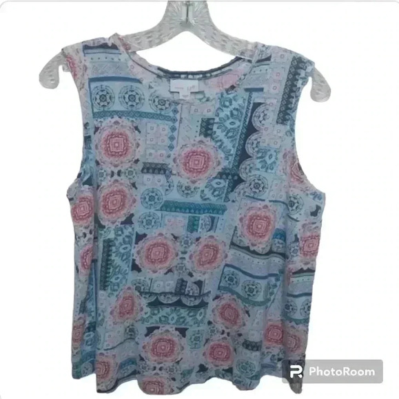 J. Jill Love Linen Portofino Medallion Print Tank Small - Picture 1 of 4